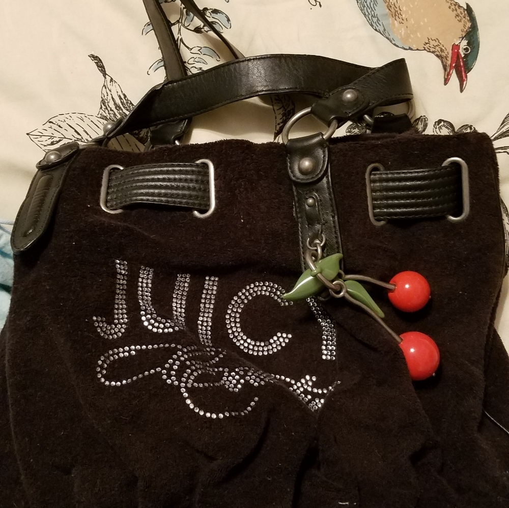 Vintage Juicy black velvet purse  w/cherry